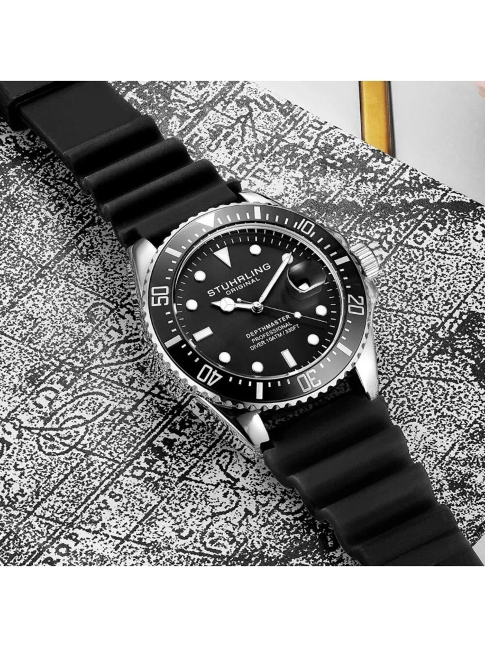 Men's 42mm Dive Watch - Stainless Steel, Japanese Quartz, Black Dial, Rubber